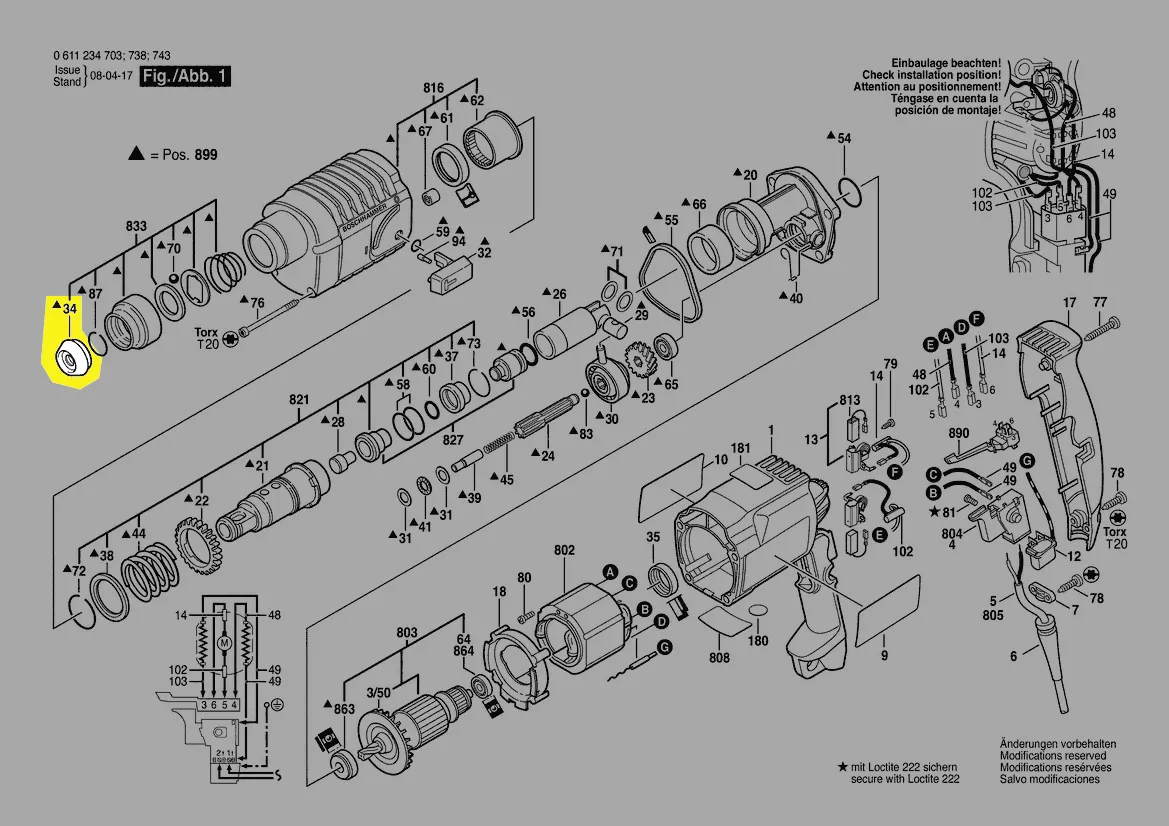 capuchon porte-outil SDS-plus GBH 2-24 DSR / GAH 350 SRE